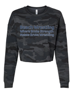 Womens Beach Wrestling Crop Crew Neck Logo Navy