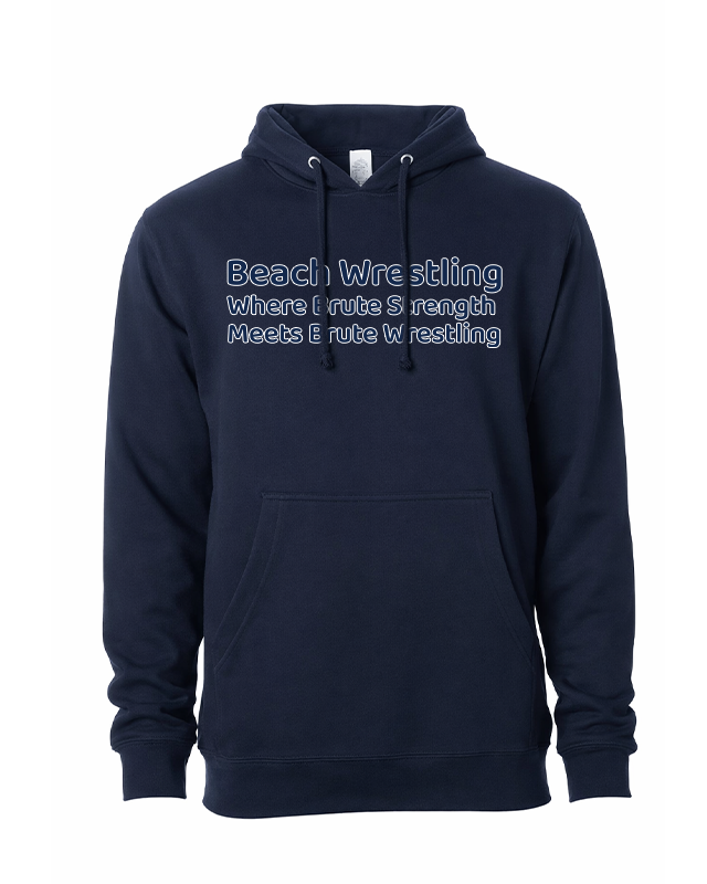 Men's Beach Wrestling Hoodie Brute Logo Neck Navy