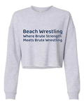 Womens Beach Wrestling Crop Crew Small Logo Gray