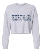 Womens Beach Wrestling Crop Crew Small Logo Gray