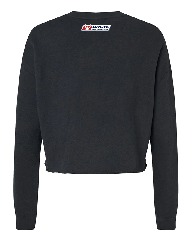 Wrestling Beach Brute Crop Crew Neck Logo Black