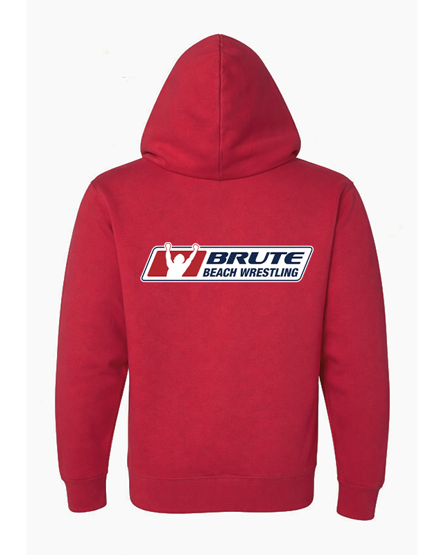 Men's Wrestling Beach Hoodie Brute Logo Red