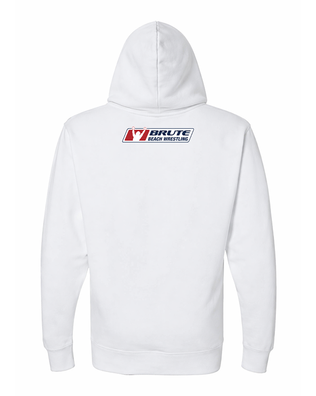 Men's wrestling Beach Hoodie Brute Logo Neck White