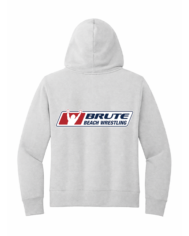 Women's Wrestling Beach Hoodie Brute Logo White