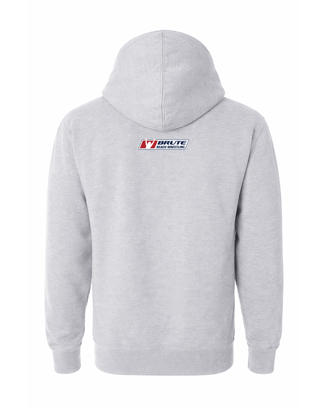 Men's Beach Wrestling Hoodie Brute Logo Neck Gray