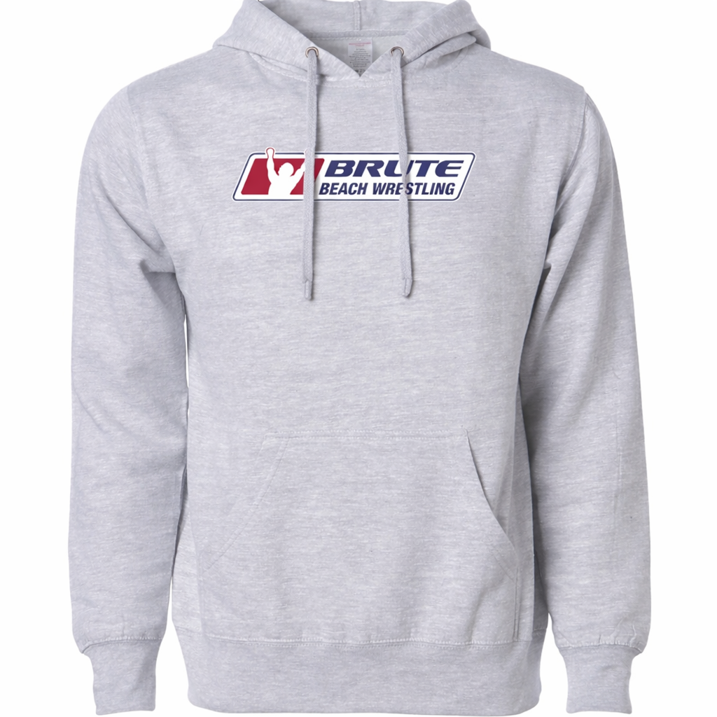 Men's Midwweight Pullover Hood Front Logo Gray
