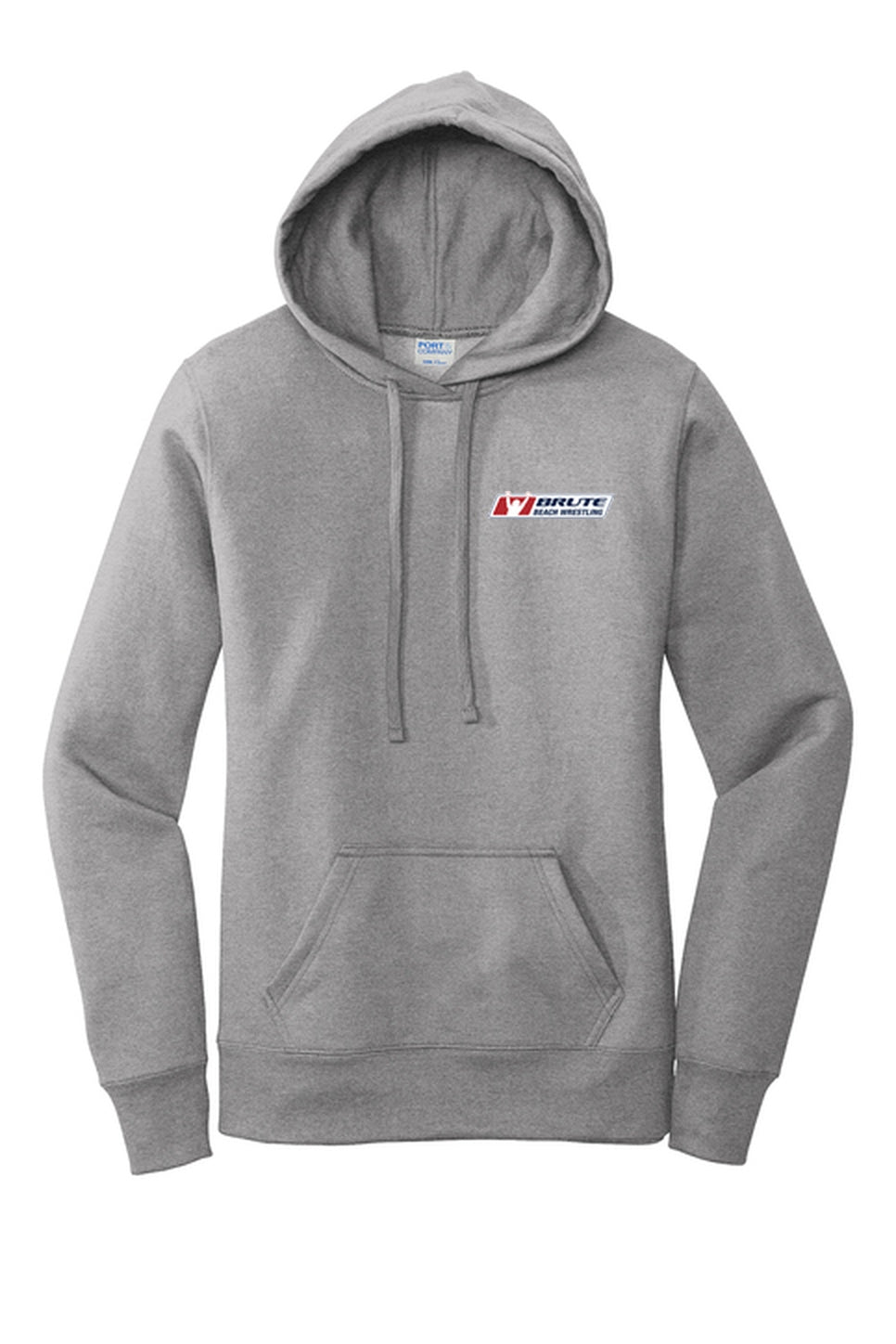 Women's Core Fleece Pullover Hooded Sweatshirt Front Chest Logo Gray