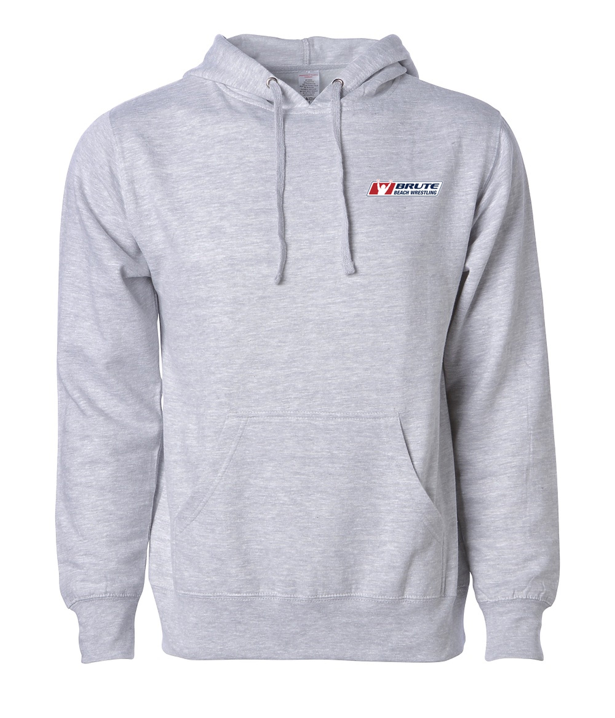 Men's Midwweight Pullover Hood Front Chest Logo Gray