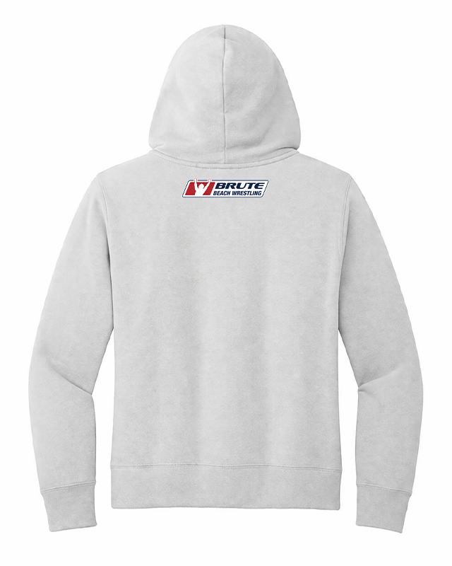 Women's Wrestling Beach Hoodie Brute Logo Neck White