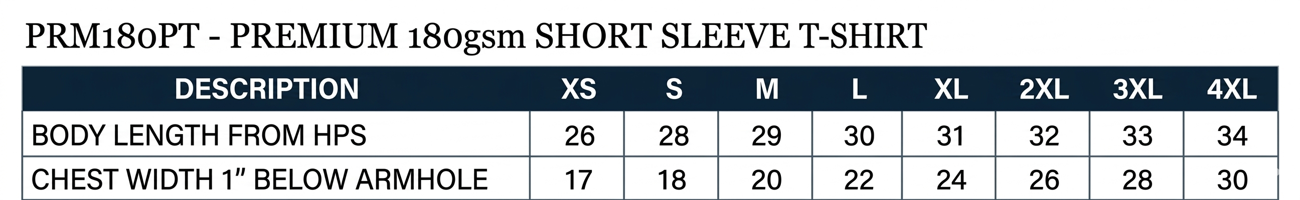 Size chart for USA Beach Wrestling Men's T-shirt White