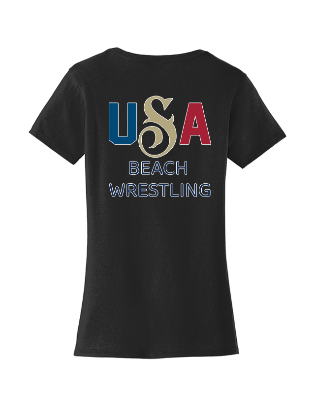 USA Women's Beach Wrestling T-shirt Black