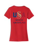 USA Women's Beach Wrestling T-shirt Red