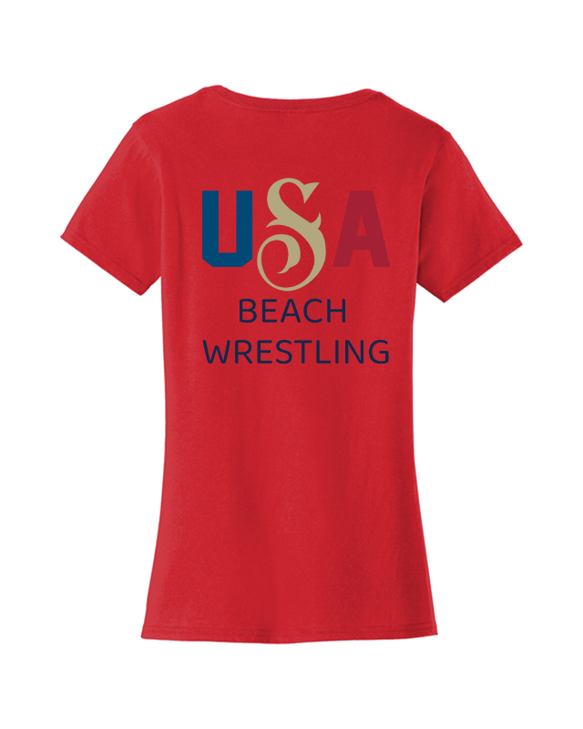 USA Women's Beach Wrestling T-shirt Red