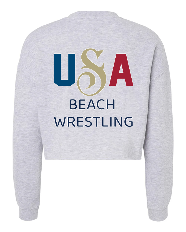 USA Women's Beach Wrestling Crop Crew Gray