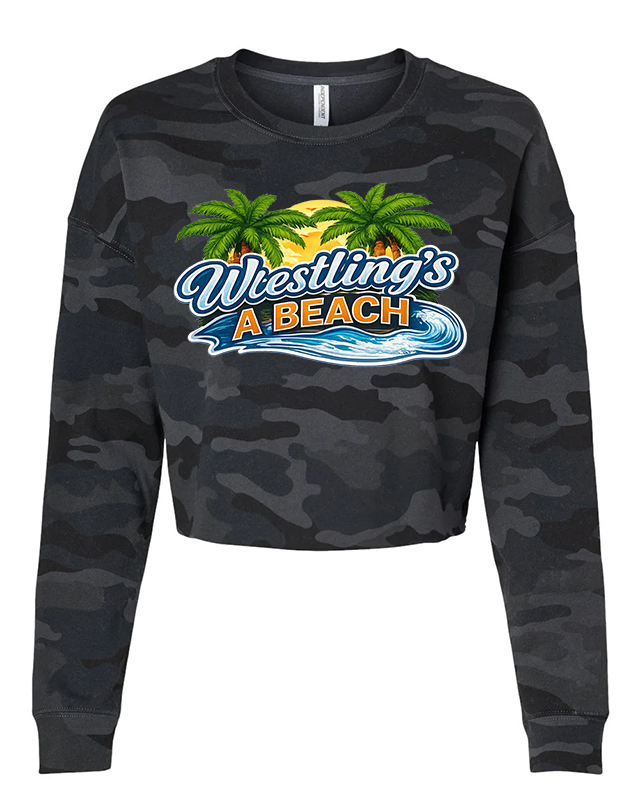 Wrestling Beach Brute Crop Crew Neck Logo Navy