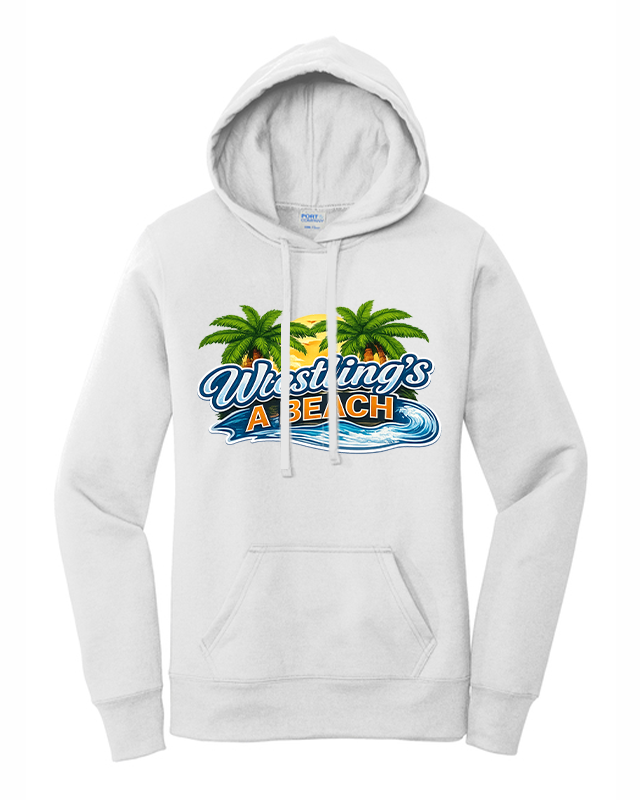 Women's Wrestling Beach Hoodie Brute Logo Neck White