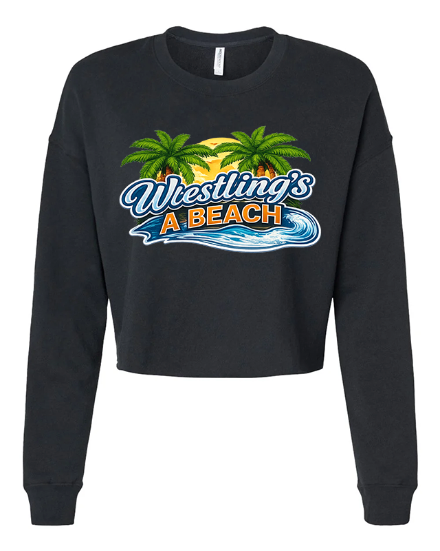Wrestling Beach Brute Crop Crew Neck Logo Black